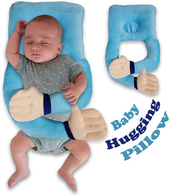 Pseudo Pillow Cotton Solid Baby Pillow Pack of 1(Blue)