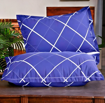 LIPONOS LUXURY Polyester Fibre Abstract Sleeping Pillow Pack of 2(Blue)