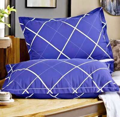 LIPONOS LUXURY Polyester Fibre Abstract Sleeping Pillow Pack of 2(Blue)