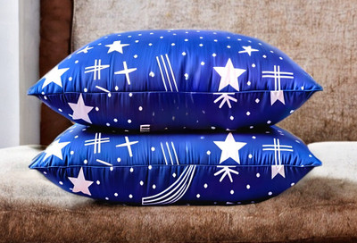 LIPONOS LUXURY Polyester Fibre Abstract Sleeping Pillow Pack of 2(Blue)