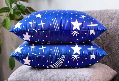 LIPONOS LUXURY Polyester Fibre Abstract Sleeping Pillow Pack of 2(Blue)