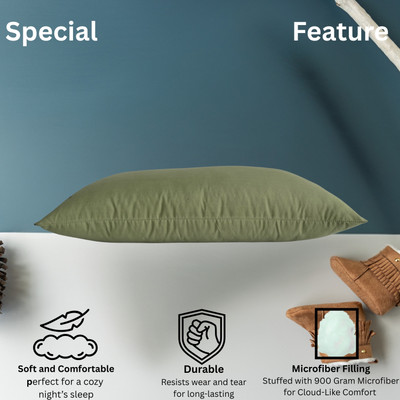 Siroki Microfiber Sleeping Pillow for Home Soft Fluffy 17x27 Inch Caspur Pillow Microfibre Solid Sleeping Pillow Pack of 1(Olive)