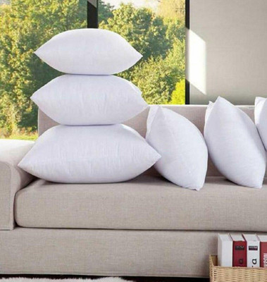 SANJU BROTHER LUXORY Microfibre Solid Cushion Pack of 5(White)