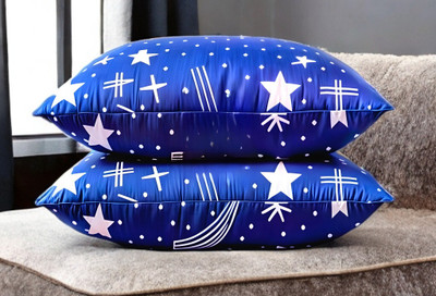 LIPONOS LUXURY Polyester Fibre Abstract Sleeping Pillow Pack of 2(Blue)