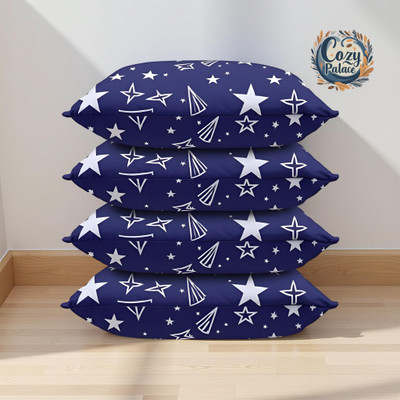 Cozy Palace Microfibre Solid Sleeping Pillow Pack of 4(BLUE)