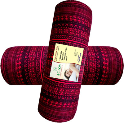 ACTOS Microfibre Abstract Bolster Pack of 2(Maroon)