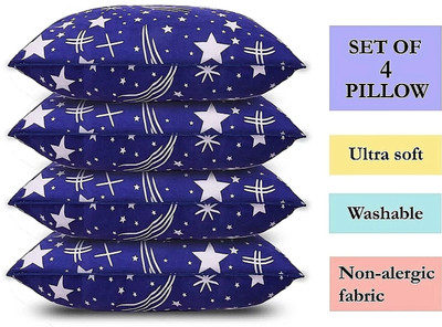STOMIA Sleeping Pillow Microfibre Solid Sleeping Pillow Pack of 4(BLUE STAR)