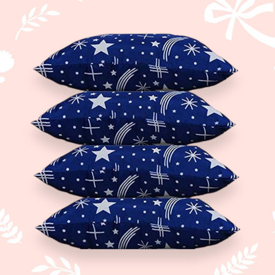 SOFT SNOOZE Microfibre Polka Sleeping Pillow Pack of 4(Blue)