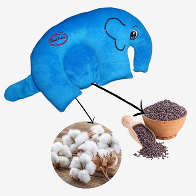 HouseOfCommon Mustard Seeds Baby Pillow Pack of 1 Animals Velvet Elephant Design Pillow for Newborn Babies(Multicolor)