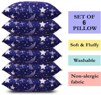 GUNVAR INDIA PRIVATE LIMITED LUXURY Polyester Fibre Abstract Sleeping Pillow Pack of 6(Blue)