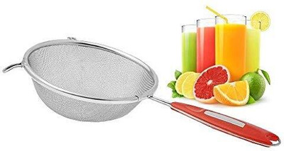 AFFODYL Stainless Steel & Juice Strainer for Kitchen use Soup Strainer Size ( 28 cm) Collapsible Strainer(Red Pack of 1)