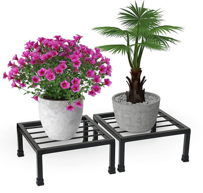 Abhi Creation Heavy Metal square pot Stand with Scratchless Base|Gamla Stand For Planters Plant Container Set(Metal)