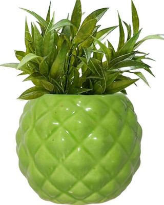 Gupta Green Anar Round Ceramic Pot Size 4x5inch GH0012_1-02 Plant Container Set(Ceramic)