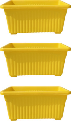 MartesPoint White Large Rectangular Jupiter Plant Pots for Vivid Balcony & Garden Displays Plant Container Set(Pack of 3, Plastic)