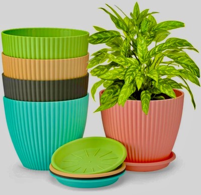 Nursery Hub Beautiful and Quality Plastic flower pots Planters gamla Pots Plant Container Set(Pack of 5, Plastic)