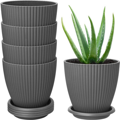 PSA Premium and Decorative Plastic flower pots Planters gamla Pots 5 pcs Plant Container Set(Pack of 5, Plastic)