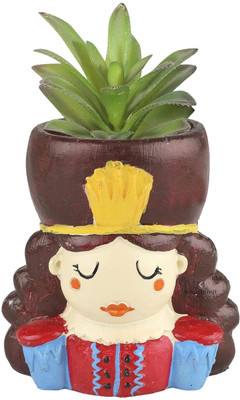 SUBSOLUTION ENTERPRISES Queen Crown Head Beautiful Showpiece Queen Shape Succulent Flower Pot Plant Container Set(Poly-Resin)