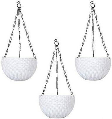 VirajSanchi Design Hanging Euro Basket For Indoor and Outdoor with Chain Plant Container Set Plant Container Set(Pack of 3, Plastic)
