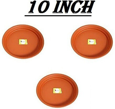 FanciaDecore Heavy Duty Planter Gamla Bottom Plate/tray/dip Tray for Flower Pots ( 10 Inch ) Plant Container Set(Pack of 3, Plastic)