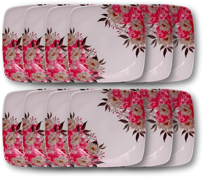 CARNIVAL SQUARE LITO MODEL NO-003, 7 INCH HALF PLATE SET 12 PCS OF MELAMINE Dinner Plate(Pack of 12)
