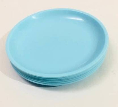 Kanha Small Round Nashta Plates Set Unbreakable Plastic Dinner/Serving Plates Half Plate(Pack of 6, Microwave Safe)