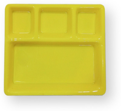 TWINK 4 Compartment yellow Square Plates For Serving Snacks Breakfast Sectioned Plate(Pack of 2)