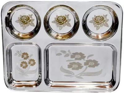 jai shri sons stainless steel bhojan thali 5 in 1 pack of 1 Sectioned Plate