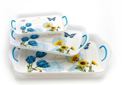 Sorath Serving Tray Set of 3, Melamine Trays for Kitchen Serving Snacks Tea Tray(Pack of 3)