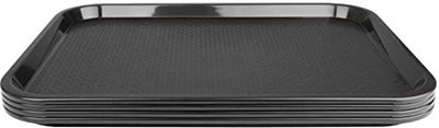 AWICKTIK Serving Tray Rectangular Shape Plastic Tray for Drinks Snacks (12x16 inch) BLACK Tray(Pack of 4)