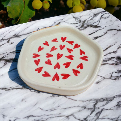 Malaikah Red Heart Platter Pack Of 1 Quarter Plate