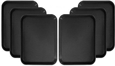 Kanha Large Plastic Fast Food Serving Tray/Tea & Coffee Tray Platter BLACK-(Set of 6) Tray(Pack of 6)