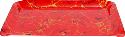 AURKA Melamine Rectangle Red Serving Tray Dishwasher Safe, for Home Pack of 1 Tray(Microwave Safe)