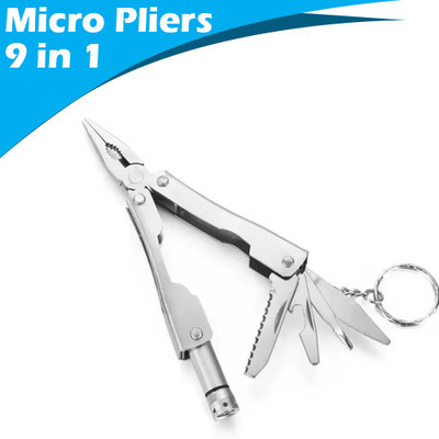 ARQEST 9in1 Multifunction Foldable Titanium Coated Micro Plier & LED Flash Light ar_14 Needle Nose Plier(Length : 4 inch)