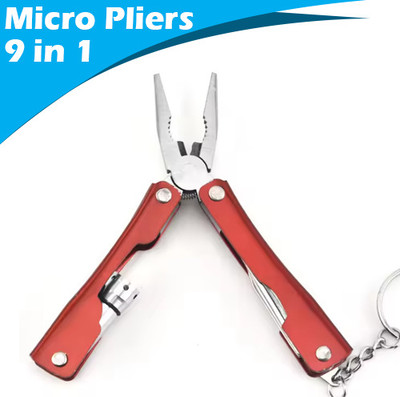 ARQEST 9in1 Multifunction Foldable Titanium Coated Micro Plier & LED Flash Light ar_6 Needle Nose Plier(Length : 4 inch)