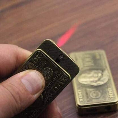 come fast 100 Dollar Design Cigarette Jet Flame Lighter FIRST QUALITY STAR MAGIC Pocket Lighter(gold)
