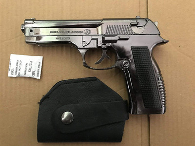 Ala Flame Metal 608 Gun Lighter with Barrel Pull Back System Jet Flame myfirstdot Pocket Lighter(BLACK)