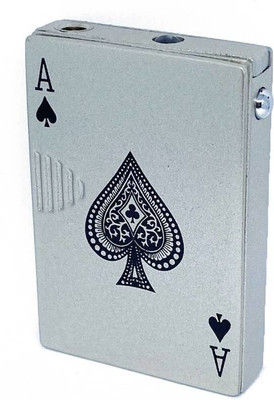 Shreevi Groups Refillable WindProof Jet Flame Lighter - Ace of Spade Slider Lighter with LED Light Pocket Lighter (Silver) FIRST QUALITY STAR MAGIC Pocket Lighter(Silver)