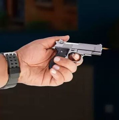 WBD Mini Gun Shaped Lighter Microfibre Gas Lighter Lighter Pocket Lighter Pocket Lighter(silver)
