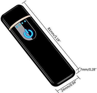 Vacotta High Quality Pocket lighter Touch Sensor USB Rechargeable Ultra Thin Cigarette Lighter Pocket Lighter(Black)