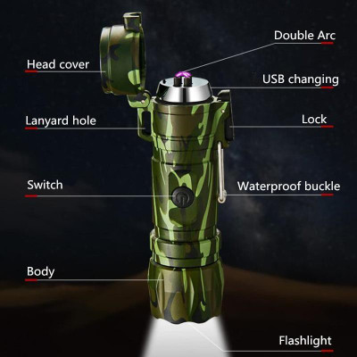 IMMUTABLE Electric Lighter 3in1 Windproof Plasma Lighter CPC11 Pocket Lighter(MULTI)
