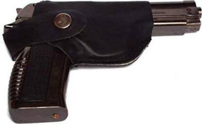 indmart Metal Gun / Pistol shaped with Barrel Pull Back System and Holster Flame Lighter Cum carry case SLIM BODY automatic ejection storage box Pocket Lighter myfirstdot Pocket Lighter(Grey)