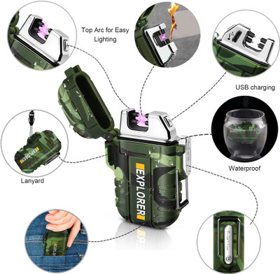 ENMORA Portable Waterproof Arc Lighter Mini Lighter YHZ12 Pocket Lighter(MULTI)