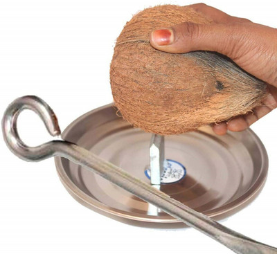 SIGNQ Stainless Steel Coconut Breaker Plate for Easy to Break Coconut and opener Coconut Chopper(1 Coconut Breaker Plate and Rod)