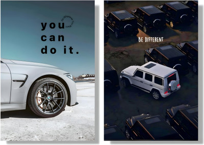 FrameHouse's Inspirational Car Poster Set – “You Can Do It” & “Be Different” Motivational Wall Art | Set of 2 Glossy 12x18 Inch Prints | Sports Car Quote Decor for Office, Bedroom & Boys Room Photographic Paper(18 inch X 12 inch, Rolled Posters In High Quality Container Roll For Safe Delivery Of You