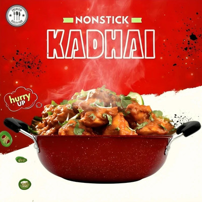 Superior Quality Nonstick Kadhai 21 cm diameter 1.25 L capacity(Hard Anodised, Non-stick, Induction Bottom)