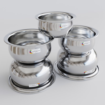 VIGSHRISE VIGNESHGENIX Plain Steel Handi Induction Bottom Non-Stick Coated Cookware Set(Stainless Steel, 5 - Piece)