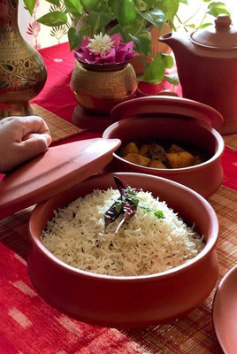 the handicraftian Terracotta SERVING Donga Medium Handi 0.95 L with Lid(Earthenware)