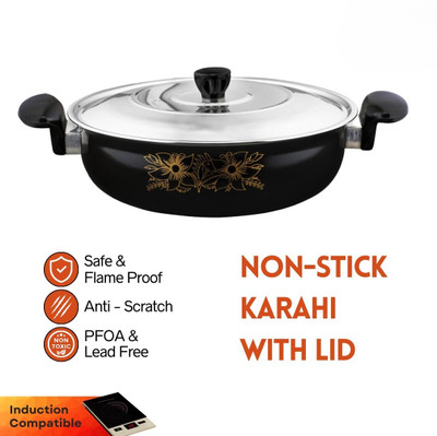 cookpro KiRAHi_LID-26GUAGE..,,** Induction Bottom Non-Stick Coated Cookware Set(Cast Iron, 1 - Piece)