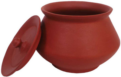 the handicraftian Terracotta REGULAR DAHI HANDI MEDIUM Handi 0.95 L with Lid(Earthenware)