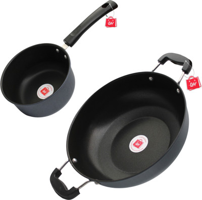 LAZYwindow LAZYwindow Superior Quality Nonstick Kadhai Sauce Pan 16 cm diameter 1.5 L capacity(Hard Anodised, Non-stick, Induction Bottom)